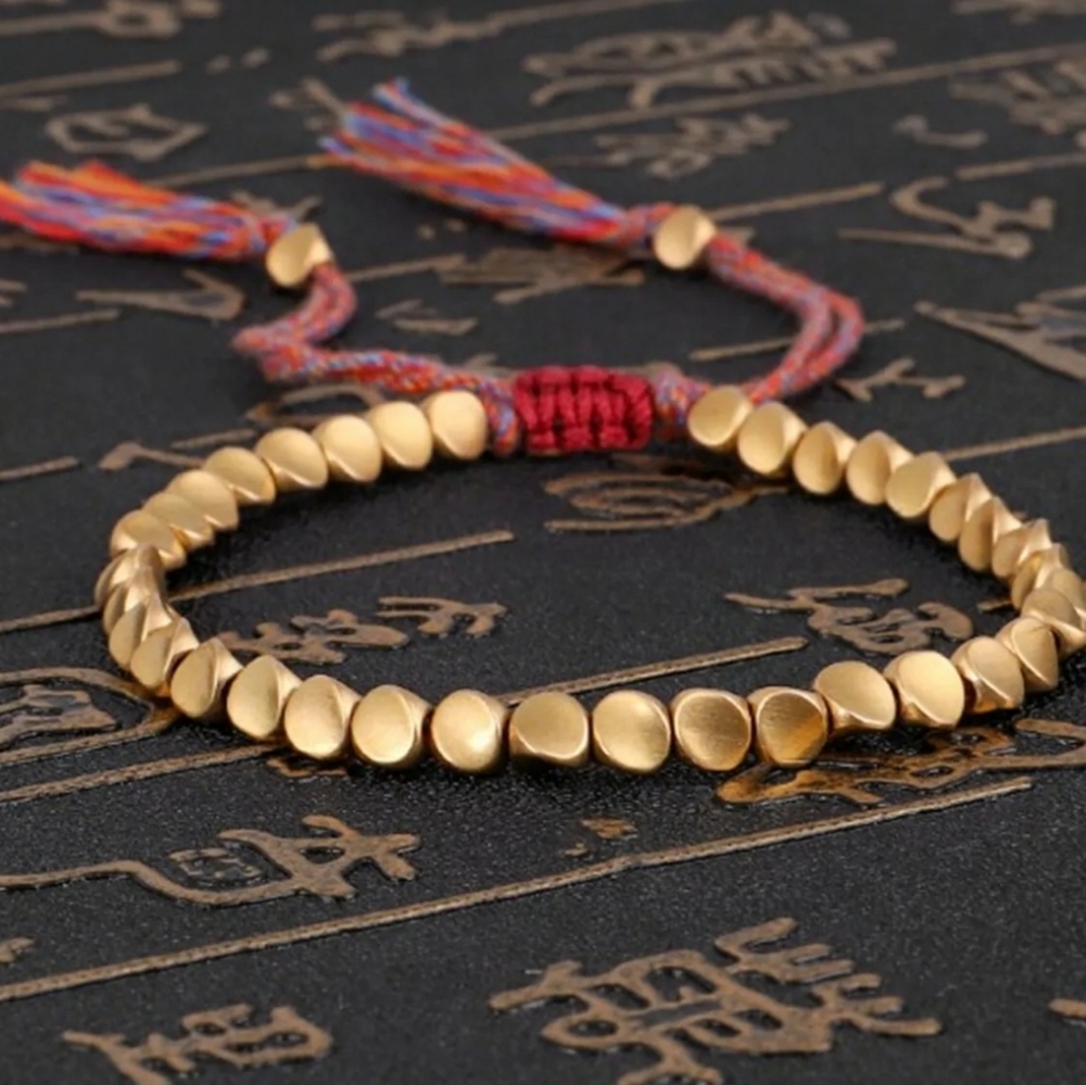 🌟 🕉 Tibetan Buddhist Copper Beaded Rope Bracelet